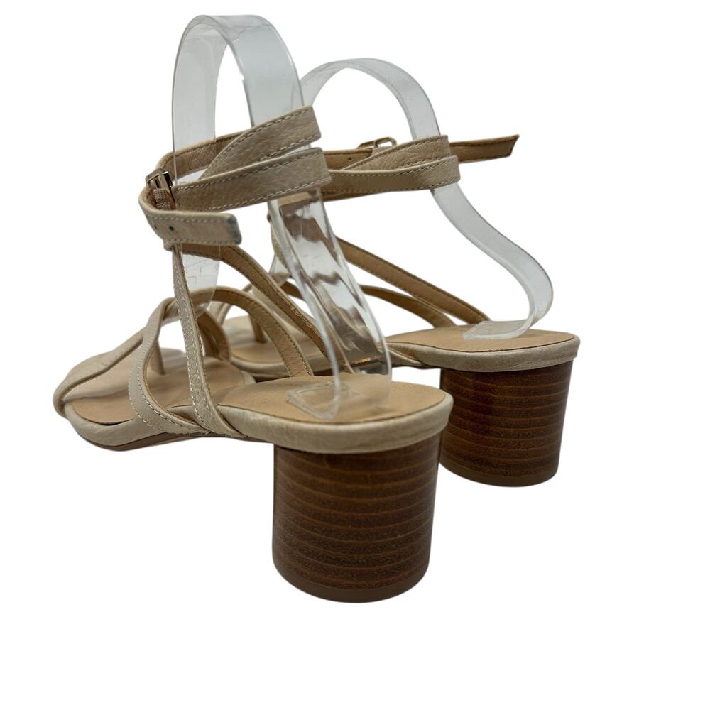 Anthropologie Quinn Strappy‎ Heels Lace-Up Sandals Shoes Beige Tan Size 7.5 - Picture 9 of 15